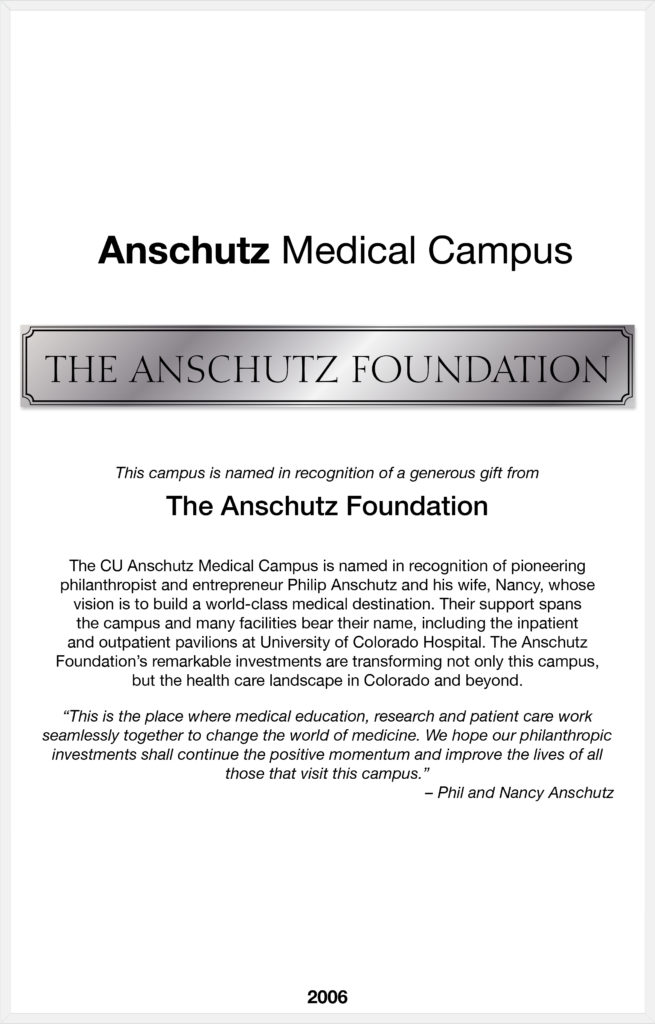 The Anschutz Foundation – Virtual Benefactor Recognition