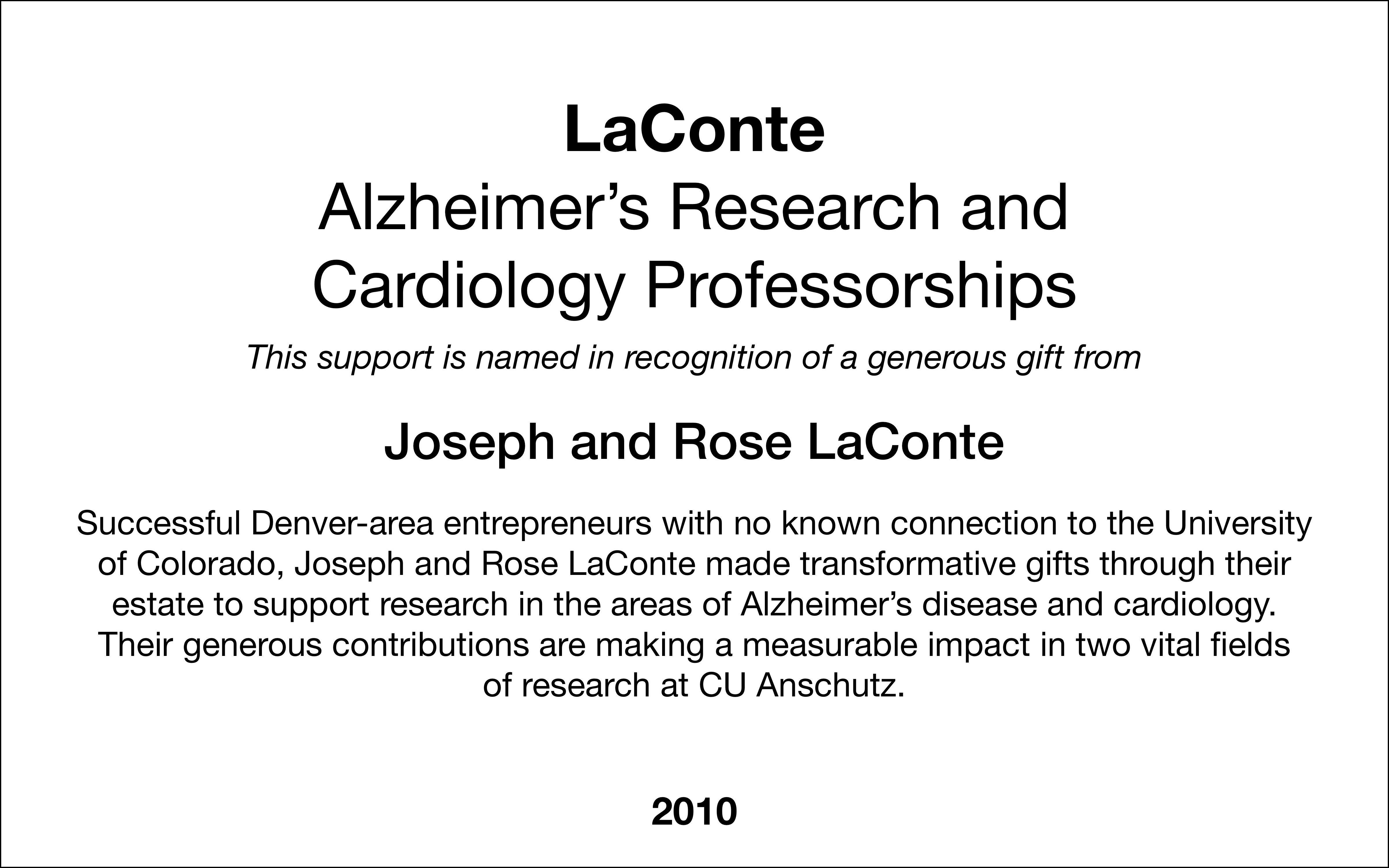 Joseph and Rose LaConte – Virtual Benefactor Recognition